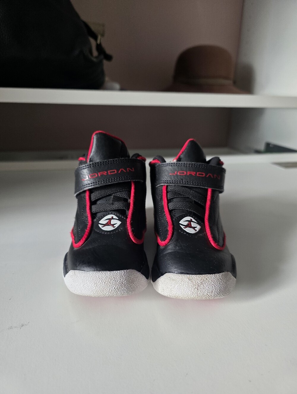 Jordan Kids Black and Red Mid-Top Sneakers